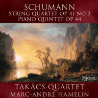 Schumann: String Quartet Op 41 No 3; Piano Quintet Op 44. Takács Quartet; Marc-André Hamelin. © 2009 Hyperion Records Ltd