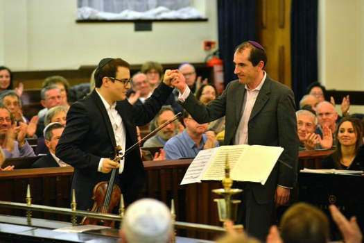Jack Liebeck and Danny Driver at the Hebrew Melody concert at London's Central Synagogue. Photo © 2014 Phillip Cohen