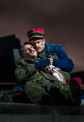 Quirijn de Lang and Matthew Worth in Kevin Puts' 'Silent Night' at Wexford Festival Opera. Photo © 2014 Clive Barda