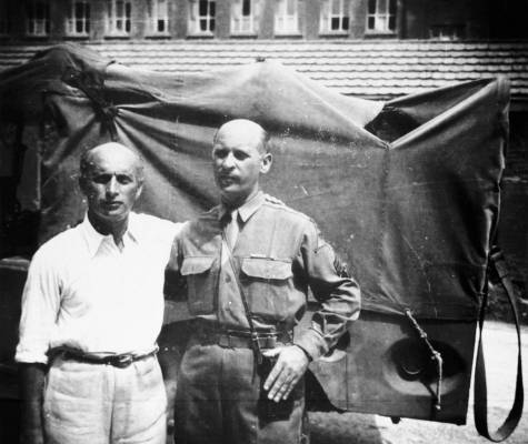 Michael and Robert Hofmekler (right) in June 1945 at Sankt Ottilien, Bavaria, Germany, on the day that Robert found Michael at the displaced persons camp at the end of World War II. Photo courtesy of United States Holocaust Memorial Museum / Robert W Hofmekler