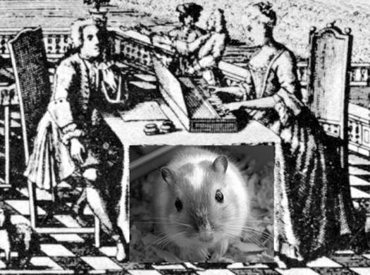 The Bach family, Johann Sebastian and Anna Magdalena, with (under the table), Franz Eduard, their talented musical gerbil