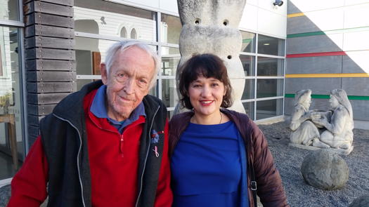 Howard Smith with Tatar / USA pianist Halida Dinova at Masterton Art Museum, New Zealand, on 30 April 2015