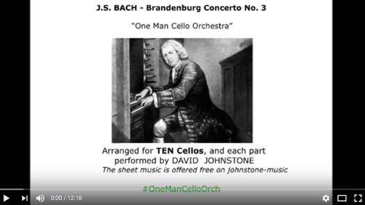 BACH — Brandenburg Concerto 3 — One Man Cello Orchestra
