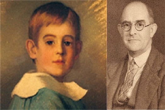 Cecil Armstrong Gibbs, with a portrait of himself as a young child. Photos: The Armstrong Gibbs Society
