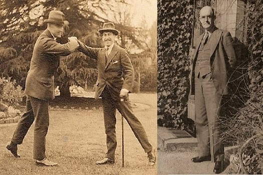 Gibbs in playful mood with his friend Arthur Bliss and a more formal portrait. Photos: The Armstrong Gibbs Society