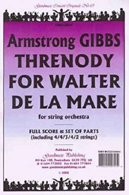 The cover of Gibbs' Threnody for his friend Walter de la Mare, for string orchestra, as published by Goodmusic Publishing