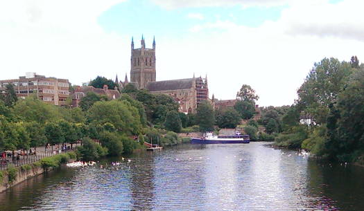 Worcester Cathedral and the River Severn at Worcester, during the Three Choirs Festival. Photo © 2017 Keith Bramich