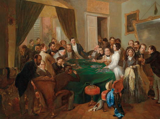 The Party (Scene 1) from 'La Traviata'. Oil on canvas painting attributed to Carl d'Unker