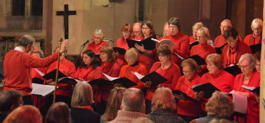 Keith Bramich conducting the Community Choir at Alfrick in 2017