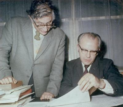 Bernard Herrmann with Basil Ramsey at
Novellos in the late 1970s