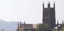 Worcester Cathedral and the Malvern Hills