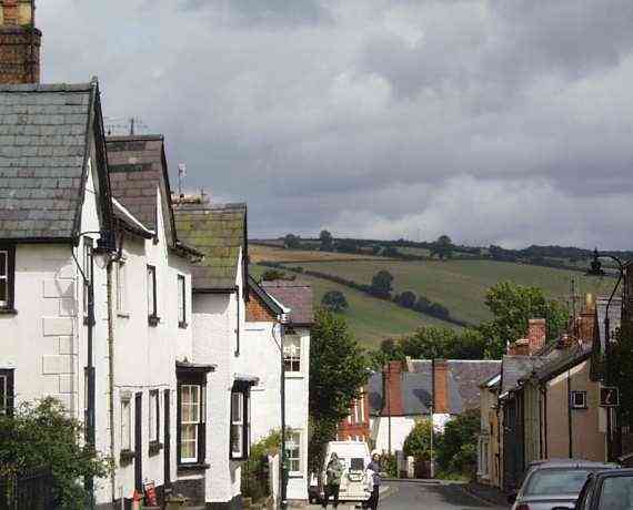 Broad Street, Presteigne on 26 August 1999. Photo copyright (c) 1999 Keith Bramich