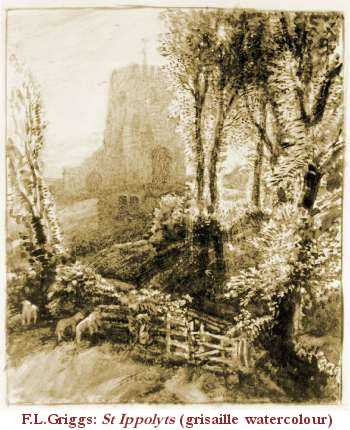 F.L.Griggs: St Ippolyts (watercolour)