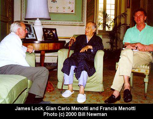 James Lock, Gian Carlo Menotti and Francis Menotti. Photo (c) 2000 Bill Newman