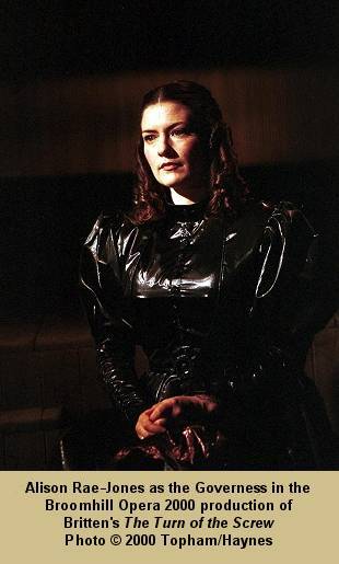 Alison Rae-Jones as the Governess in the Broomhill Opera 2000 production of Britten's 'The Turn of the Screw'. Photo (c) 2000 Topham/Haynes