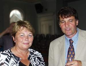 Welsh Culture Minister Jenny Randerson with Colin Kirkby, one of the Directors of the Presteigne Festival. Photo (c) Keith Bramich