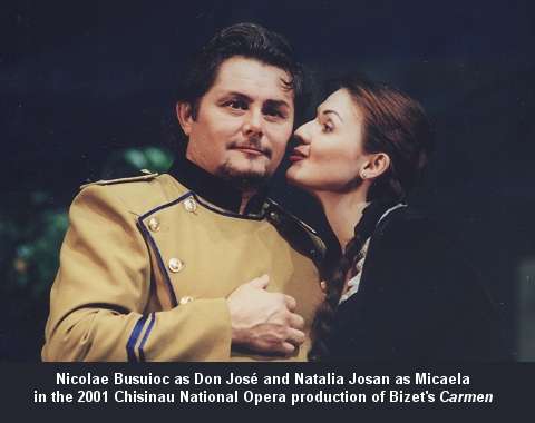 Nicolae Busuioc as Don José and Natalia Josan as Micaela in the 2001 Chisinau National Opera production of Bizet's 'Carmen'