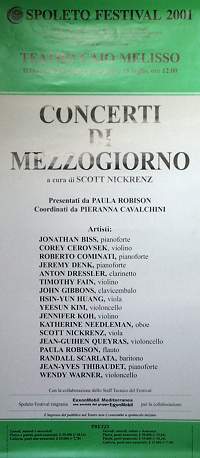 Concerti di Mezzogiorno (Midday concerts) poster for Spoleto 2001