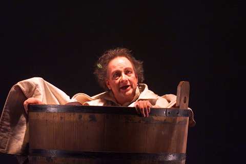 A barrel of fun: Johannes Kösters in the title role of Wolfgang Rihm's opera 'Jakob Lenz', based on the play by Georg Büchner