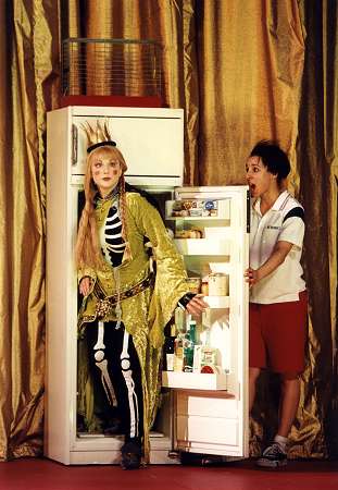 Claire Wild as The Child (right) and Jeni Bern as The Princess (left) in the Opera North 2002 production of Ravel's 'L'Enfant et les Sortileges'. Photo: Bill Cooper