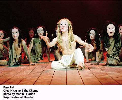 Bacchai. Greg Hicks and the Chorus. Photo: Manuel Harlan, Royal National Theatre