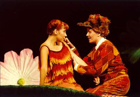 Juanita Lascarro (as the Vixen) and Imelda Drumm (as the Fox) in 'The Cunning Little Vixen'. Photo: Bill Cooper