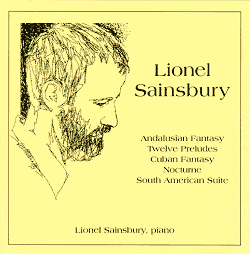 Sketch of Lionel Sainsbury by Bob Williams, 1995, as shown on the cover of the composer's piano music disc.