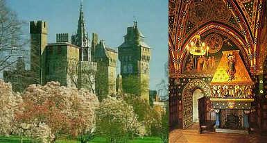 Views of Cardiff Castle - exterior in Spring, and the Winter smoking room