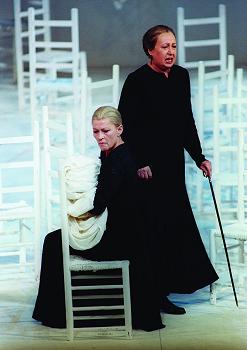 Helga Dernesch in the title role of 'Bernarda Albas Haus' (world première) at the Bavarian State Opera. Photo: Wilfried Hösl/BSO