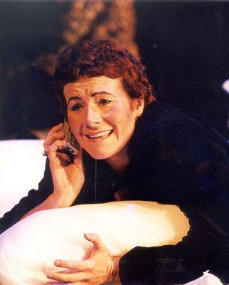 Rebecca Cooper as the amorous Nero, on the phone to Poppea. Photo © 2002 Jonathan Dockar-Drysdale