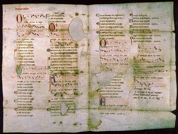 Manuscript from the 'Cantigas de Amigo' by Martin Codax, as illustrated in the harmonia mundi CD booklet for this disc. Pierpont Morgan Library, New York, Vindel MS M979