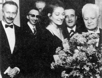 Luciano Chailly (left) with Maria Callas and President Sandro Pertini