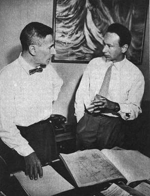 Luciano Chailly (right) with the novelist Dino Buzzati, with whom he collaborated (see below) on several operas and a ballet