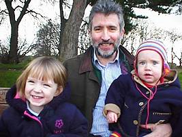 Gerard McBurney with his daughters Helena and Charlotte. Photo: Alison McBurney