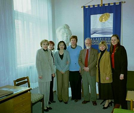 John McCabe with staff members of Klaipeda Conservatory. Photo © 2003 Tamami Honma