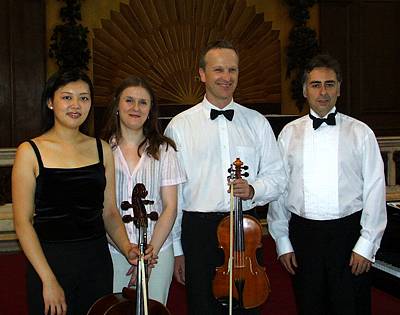 Left to right: Grace Chen, Galina Tanney, Julian Saxl and Malcolm Miller, at St James's Church, Piccadilly. Photo © 2003 Keith Bramich