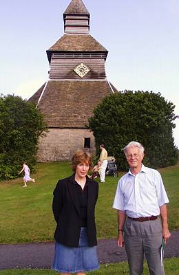 Cecilia McDowall with the Bishop of Hereford at St Michael's Pembridge, before the concert by The Joyful Company of Singers on 24 August 2003. Photo: Keith Bramich