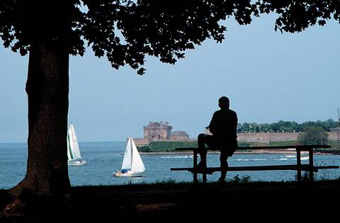 Niagara-on-the-Lake sits at the mouth of the Niagara River as it spills into Lake Ontario. Acros the river is Fort Niagara in Youngstown NY. Photo © David Cooper/Shaw Festival