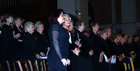 Ladies from the Finchley Choral Society, on stage after their performance of the Vivaldi Gloria. Photo: Keith Bramich