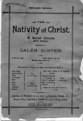 The Nativity of Christ - A Sacred Cantata (with carols) by Caleb Simper