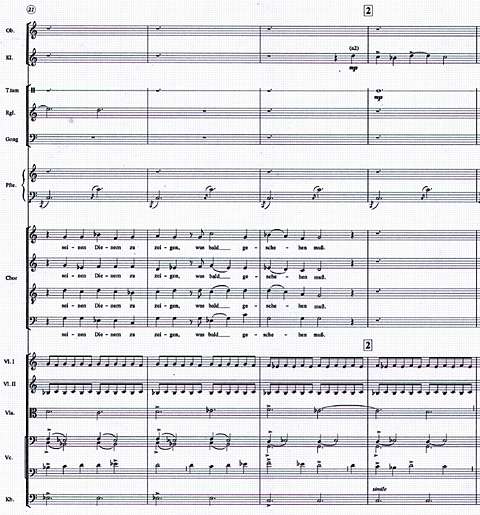 Another score extract which follows on from that shown above, leading up to figure 2 in the Prologue. © 2003 Verlag Neue Musik