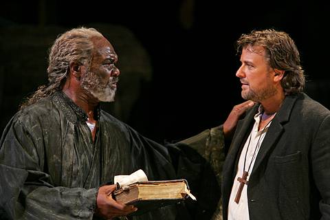 Willard W White (Fotis) and Christopher Ventris (Manolios). Photo © 2004 Bill Cooper