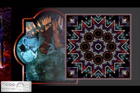 A still frame from the DVD showing one of the visualisations made with the Kaleidoplex Digital Light Organ, invented for Virgil Fox's touring show 'Heavy Organ'. © 2004 Circles International
