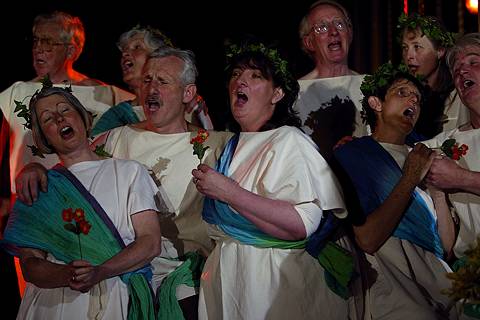 Members of the Crickhowell Choral Society sing Purcell's 'King Arthur' in the May 2003 Crickhowell Festival. Photo © 2003 Louise Stickland