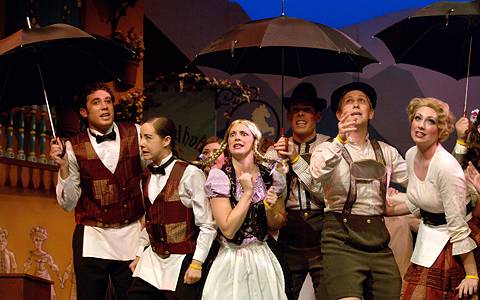 A chorus scene from Ohio Light Opera's production of 'White Horse Inn'. Photo © 2005 Matt Dilyard