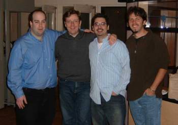 Sean Hickey (right) with (right to left) bassoonist Alden Banta, flautist Stefan Höskuldsson and clarinettist David Gould