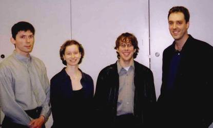 SCA in the early days. From left to right, Edward Taylor, Ashlee Mack, John McMurtery and James Romig