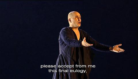 John Mark Ainsley as Orpheus (Orfeo) in Act 5. DVD screenshot © 1997 NPS, 2005 Opus Arte