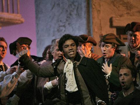 Lawrence Brownlee as Count Almaviva in the San Diego Opera production of 'The Barber of Seville'. Photo © 2006 Ken Howard