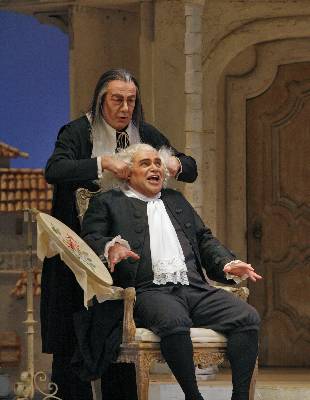Ferruccio Furlanetto (Don Basilio) and Eduardo Chama (Dr Bartolo) in the San Diego Opera production of 'The Barber of Seville'. Photo © 2006 Ken Howard